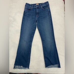 women dark wash mother straight jeans